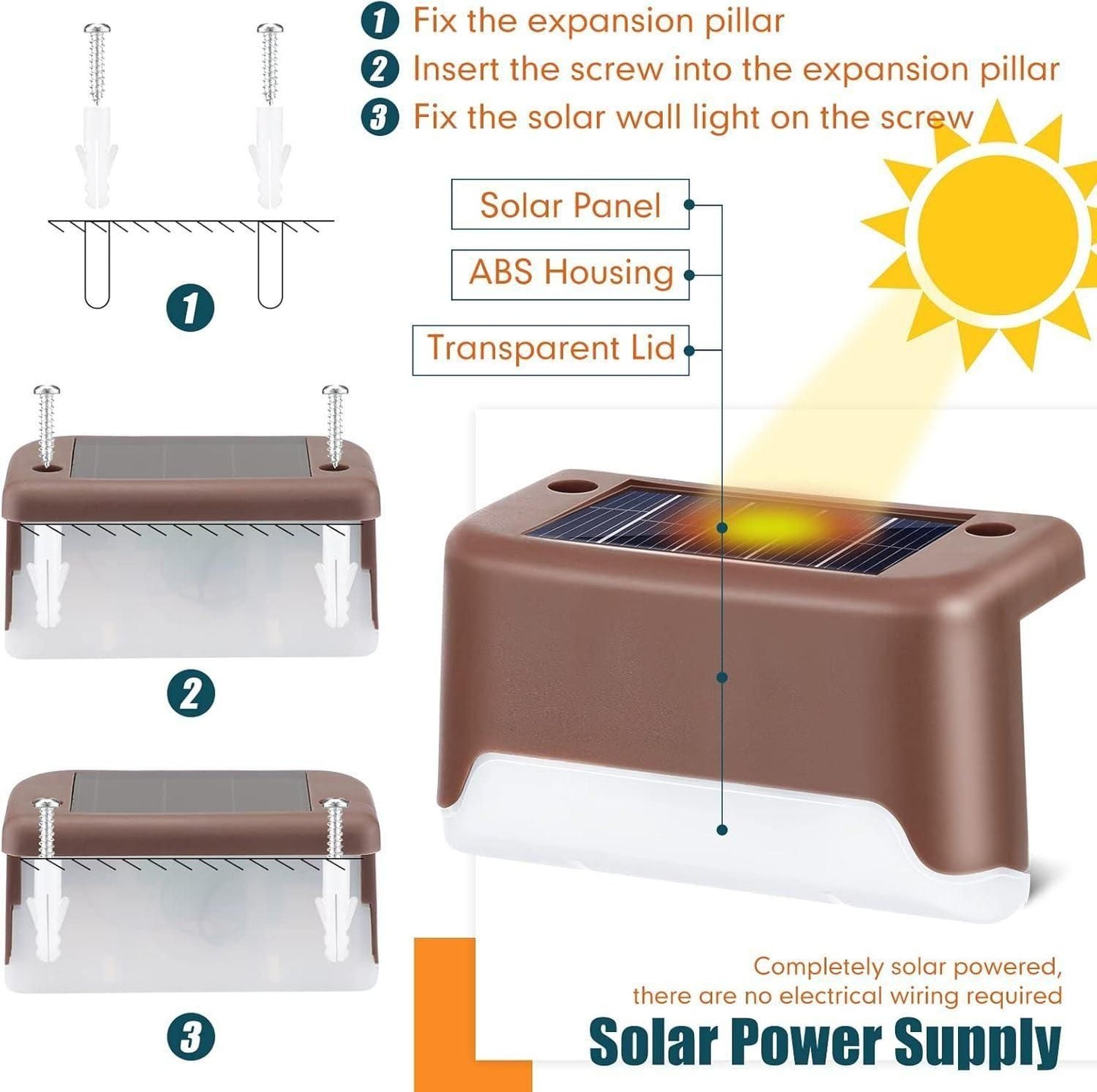 Solar Deck Lights Outdoor (Pack of 4)