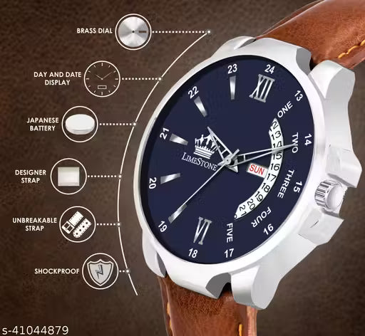 LIMESTONE Fancy Men Blue Faux Leather/Leatherette Analog Watch