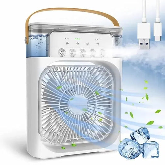 Mini Cooler for Room Cooling Portable Mini Fan Cooler with 7 Colors LED Light, 3 Wind Speeds and 3 Spray Modes