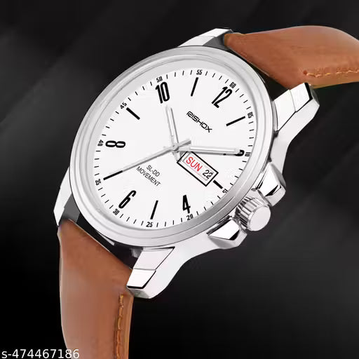 Brown Leather Strap White New Track Roman Dial