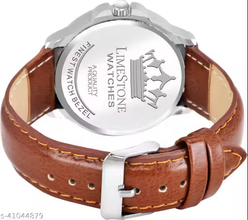 LIMESTONE Fancy Men Blue Faux Leather/Leatherette Analog Watch