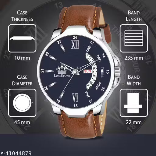 LIMESTONE Fancy Men Blue Faux Leather/Leatherette Analog Watch