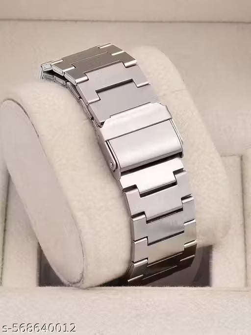 Men’s Silver Watch with Black Dial | Elegant Analog with Date Display