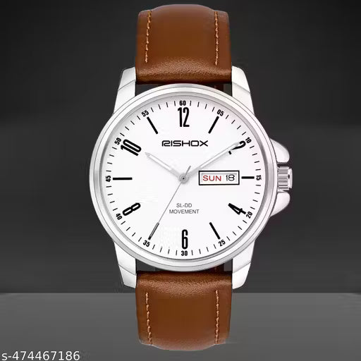 Brown Leather Strap White New Track Roman Dial